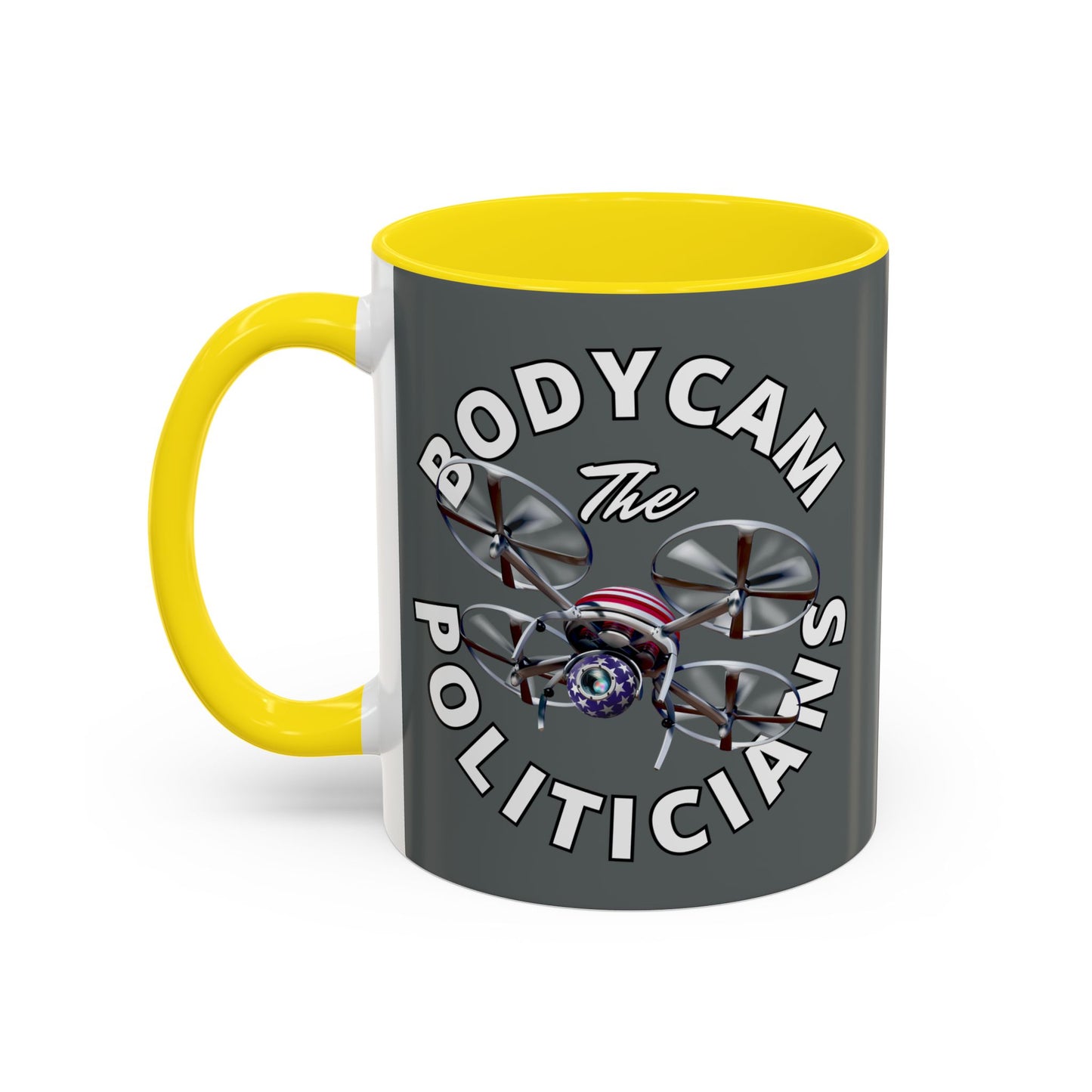 Bodycam the Politicians Drone Grey Accent Mug by theGreenDragonTavern.shop
