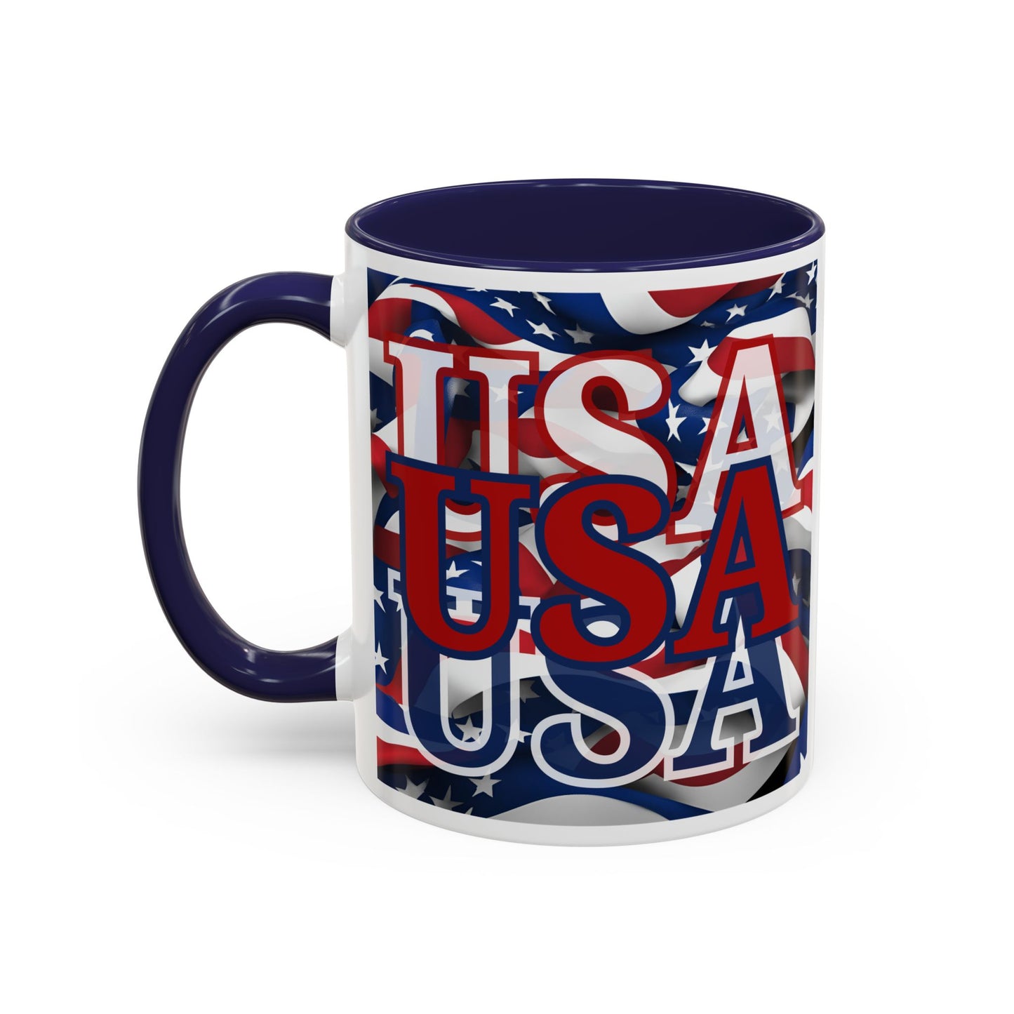 USA Red font Center Patriot White Accent Mug by theGreenDragonTavern.shop