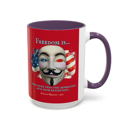 Ronald Reagan Freedom Vendetta Red Accent Mug by theGreenDragonTavern.shop