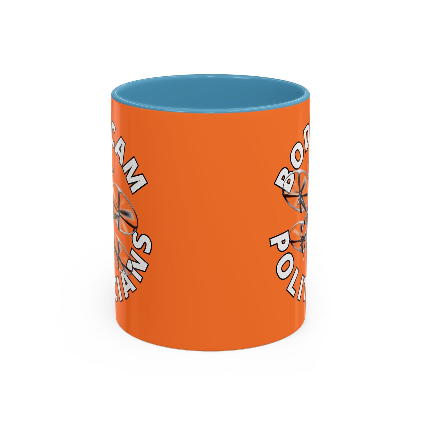 Bodycam the Politicians Drone Orange Accent Mug by theGreenDragonTavern.shop