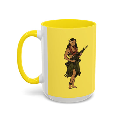 Hula Girl Packin' Heat Pineapple Accent Mug by theGreenDragonTavern.shop