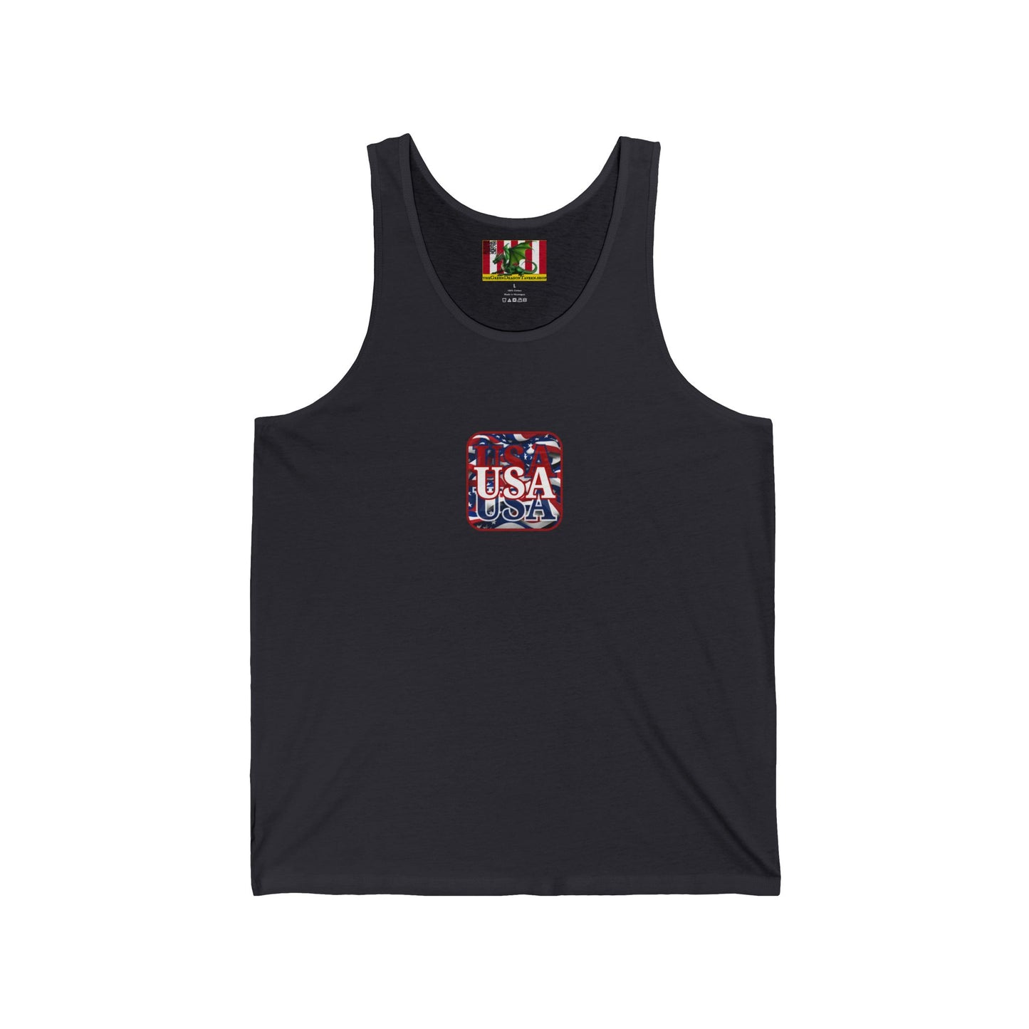 2-sided, Red WHITE and Blue USA Patriot Unisex Jersey Tank Top by theGreenDragonTavern.shop