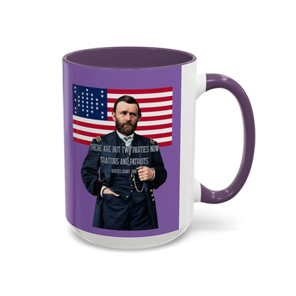 "Traitors and Patriots" Ulysses Grant Light Purple Accent Mug by theGreenDragonTavern.shop