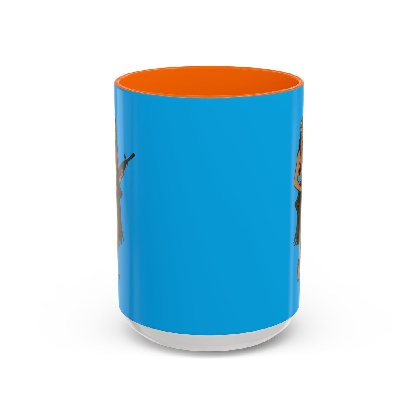 Hula Girl Packin' Heat Light Blue Accent Mug by theGreenDragonTavern.shop