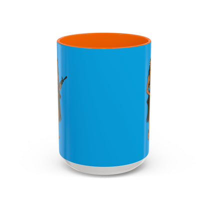 Hula Girl Packin' Heat Light Blue Accent Mug by theGreenDragonTavern.shop