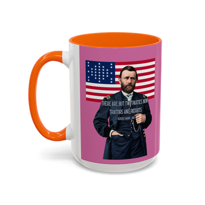 "Traitors and Patriots" Ulysses Grant Pink Accent Mug by theGreenDragonTavern.shop