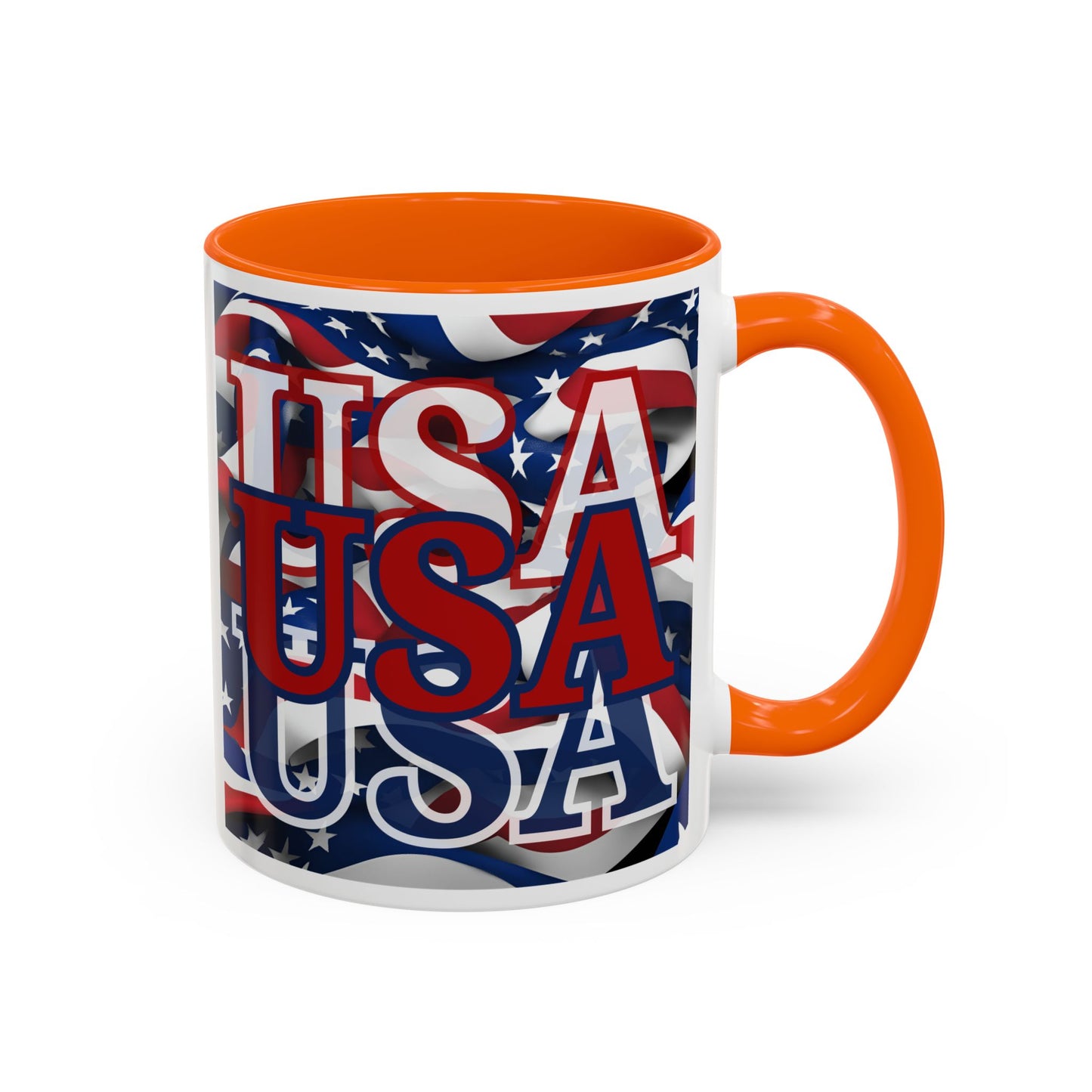 USA Red font Center Patriot White Accent Mug by theGreenDragonTavern.shop