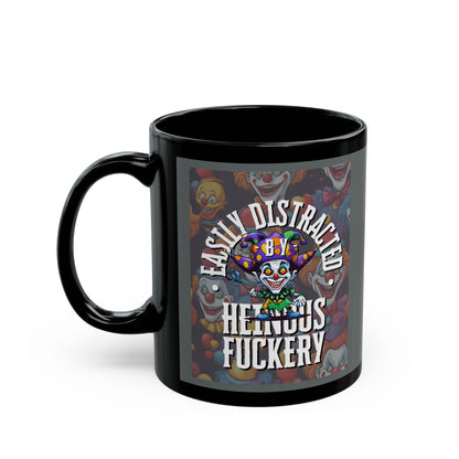 Easily Distracted by Heinous Fuckery Little Jinx Grey Mug by theGreenDragonTavern.shop