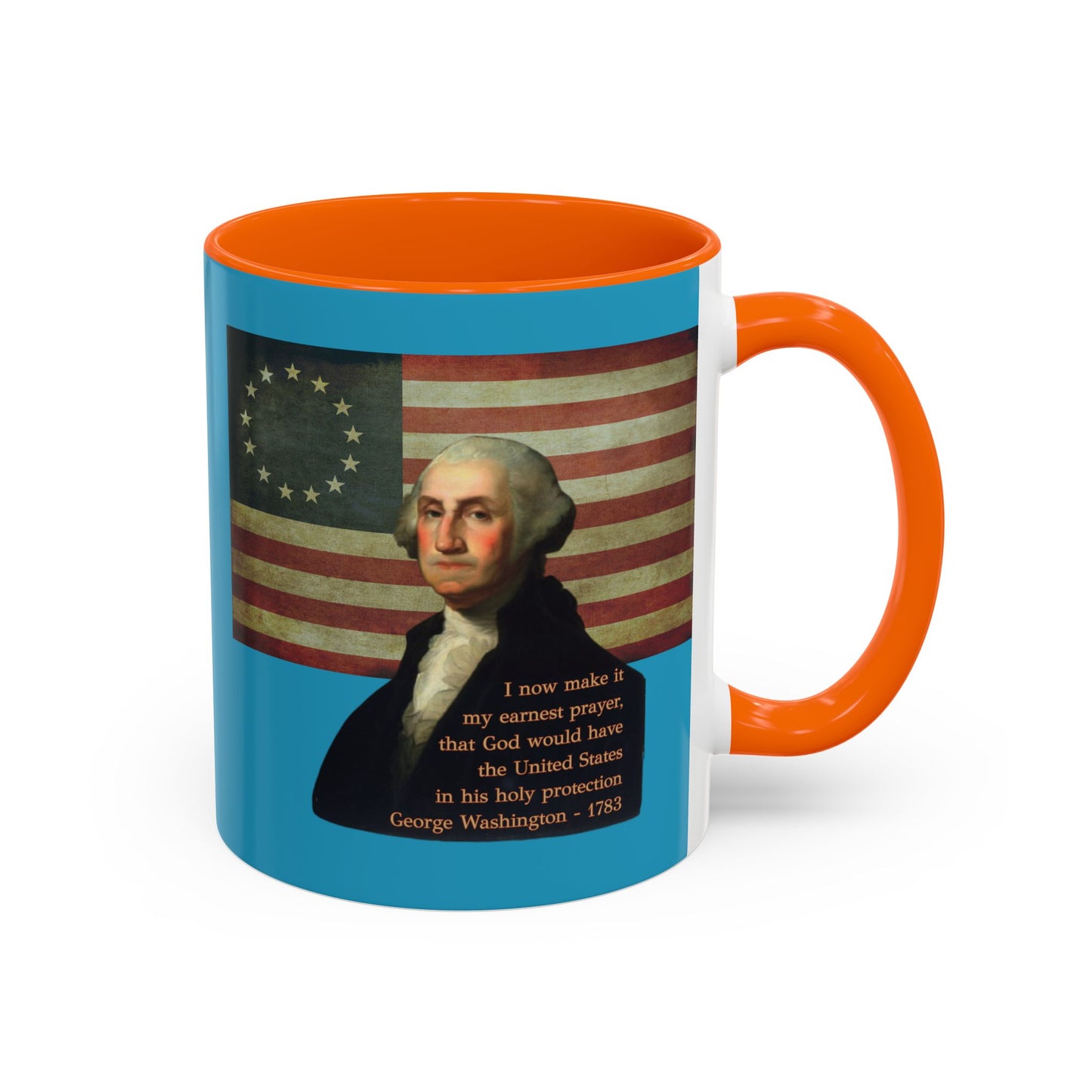 Washington's Earnest Prayer Turquoise Accent Mug by theGreenDragonTavern.shop