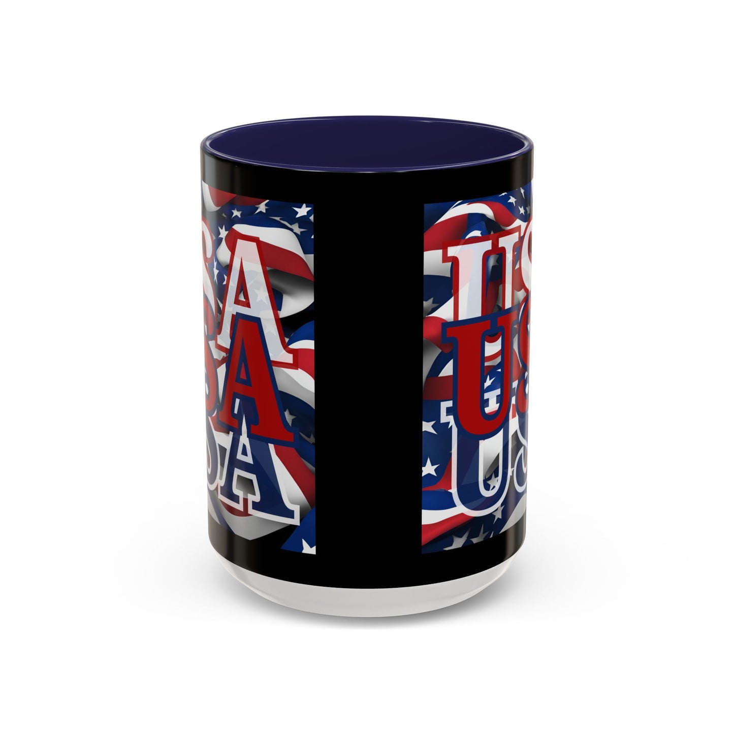 USA Red font Center Patriot Black Accent Mug by theGreenDragonTavern.shop