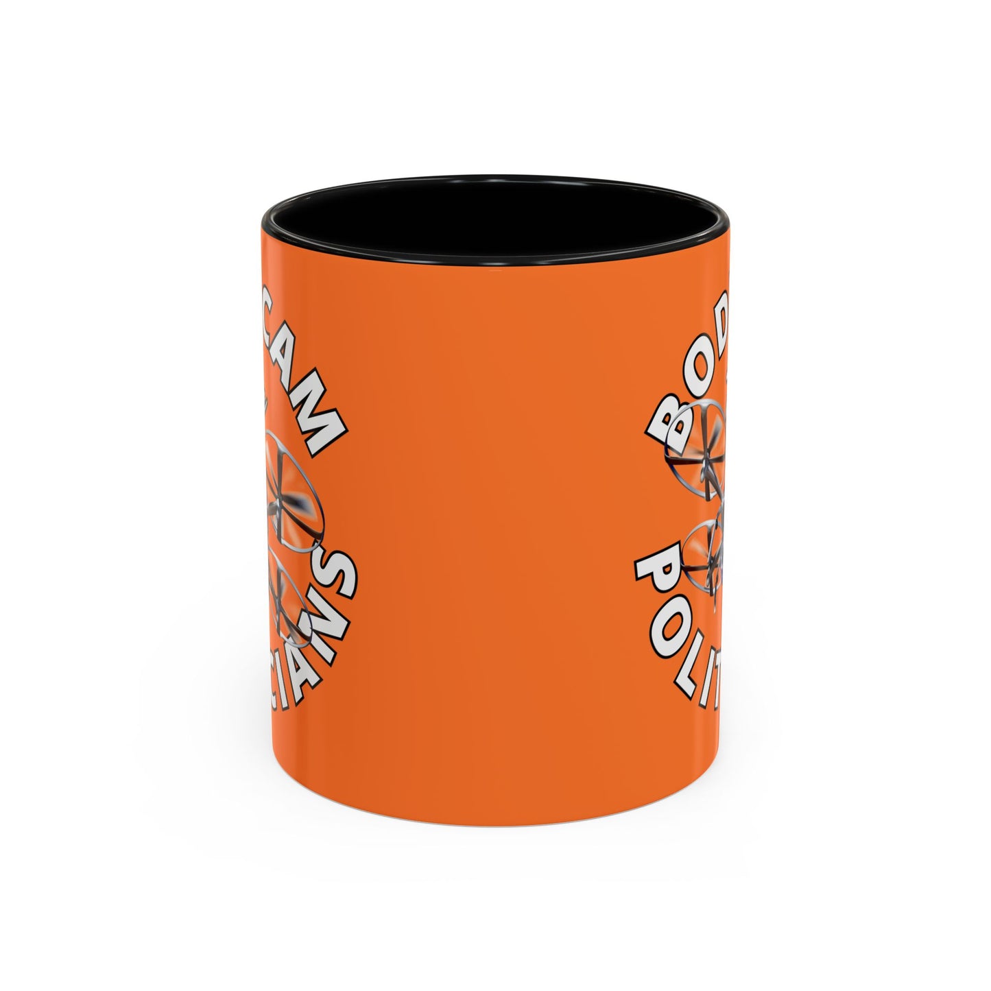 Bodycam the Politicians Drone Orange Accent Mug by theGreenDragonTavern.shop