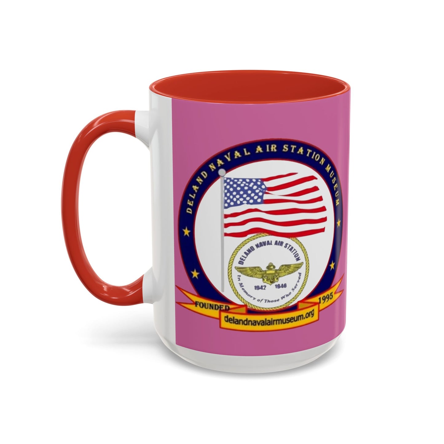 DeLand Naval Air Station Museum Pink Accent Mug by theGreenDragonTavern.shop