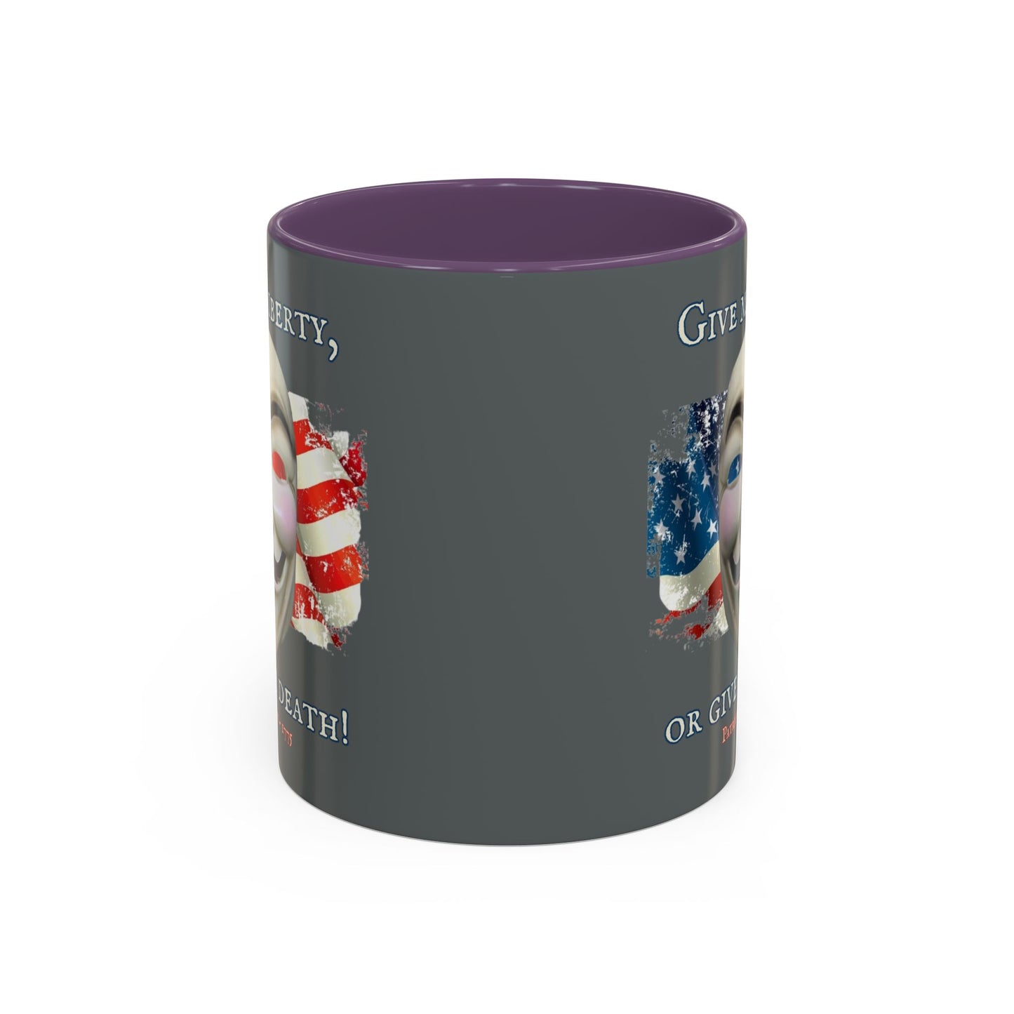 Vendetta, "Give me liberty, or give me death!" Grey Accent Mug by theGreenDragonTavern.shop