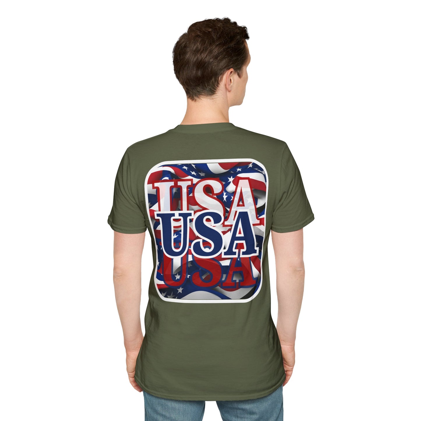 2-sided, Red White and BLUE USA Patriot Dark colors Unisex T-Shirt by theGreenDragonTavern.shop
