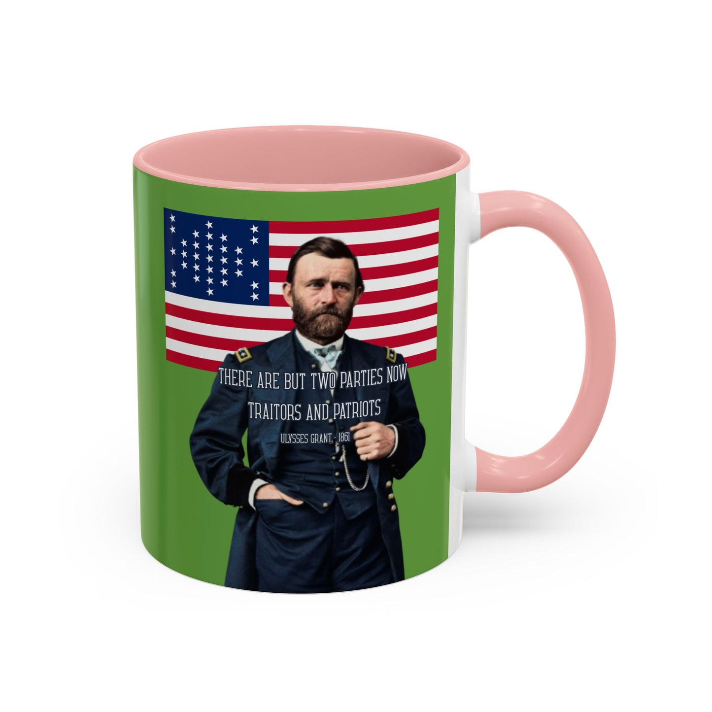 "Traitors and Patriots" Ulysses Grant Green Accent Mug by theGreenDragonTavern.shop