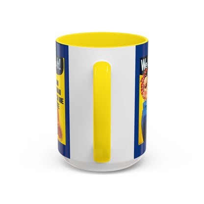 I Am Woman Watch Me Vote Rosie Dark Blue Accent Mug by theGreenDragonTavern.shop