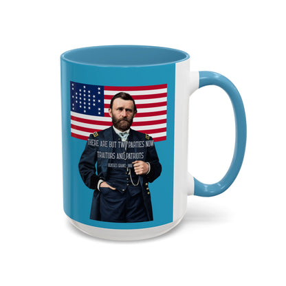 "Traitors and Patriots" Ulysses Grant Turquoise Accent Mug by theGreenDragonTavern.shop