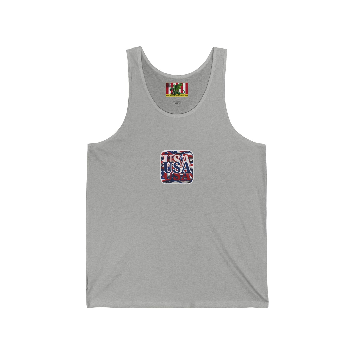 2-sided, Red White and BLUE USA Patriot Unisex Jersey Tank Top by theGreenDragonTavern.shop