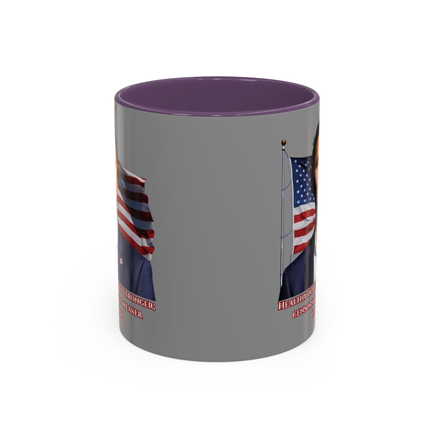 Charlie Kirk, Healthy Debate Grey Accent Mug by theGreenDragonTavern.shop
