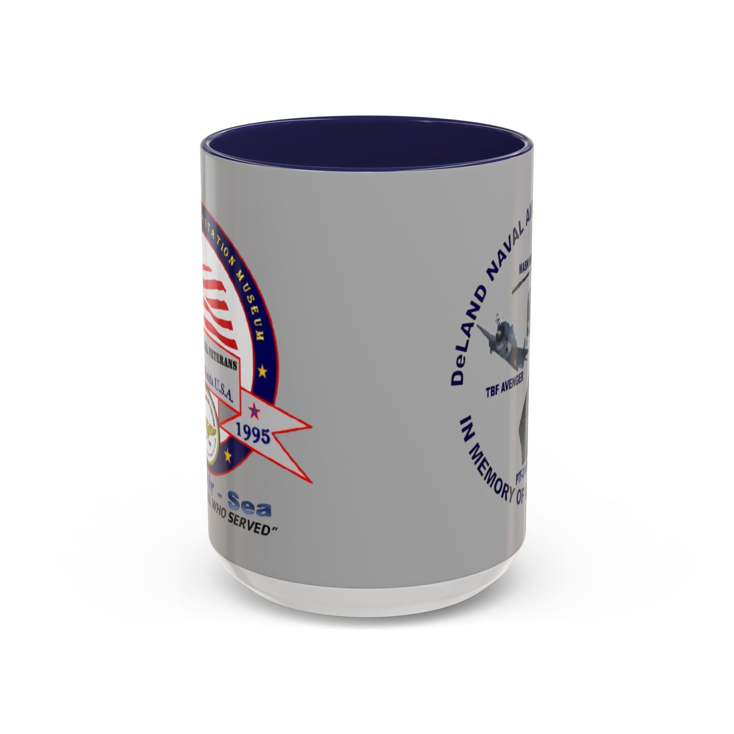 DNASM 2-sided, Founding & Student Art Light Grey Accent Mug by theGreenDragonTavern.shop
