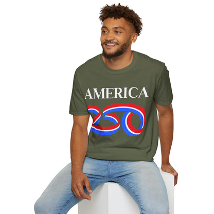America 250 White font, Dark colors, Unisex T-Shirt by theGreenDragonTavern.shop