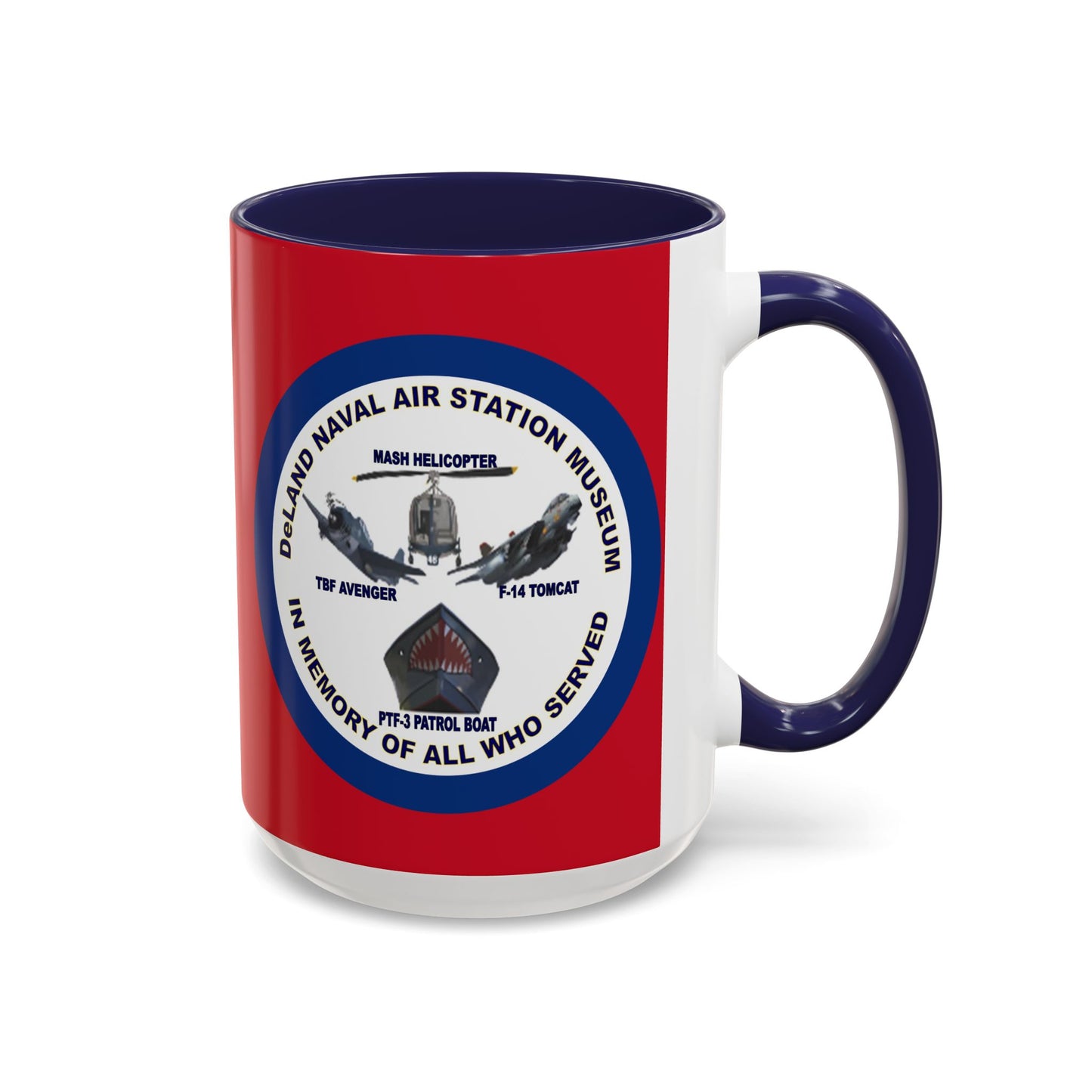 DNASM 2-sided, Founding & Student Art w/Navy Ring Red Accent Mug by theGreenDragonTavern.shop