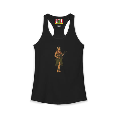 Hula Girl Packin' Heat Women's Racerback Tank Top by theGreenDragonTavern.shop