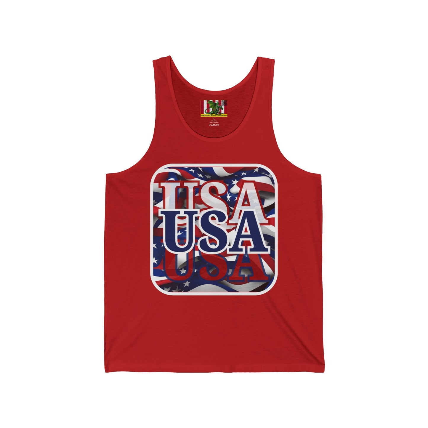 Red White and BLUE USA Patriot Unisex Jersey Tank Top by theGreenDragonTavern.shop