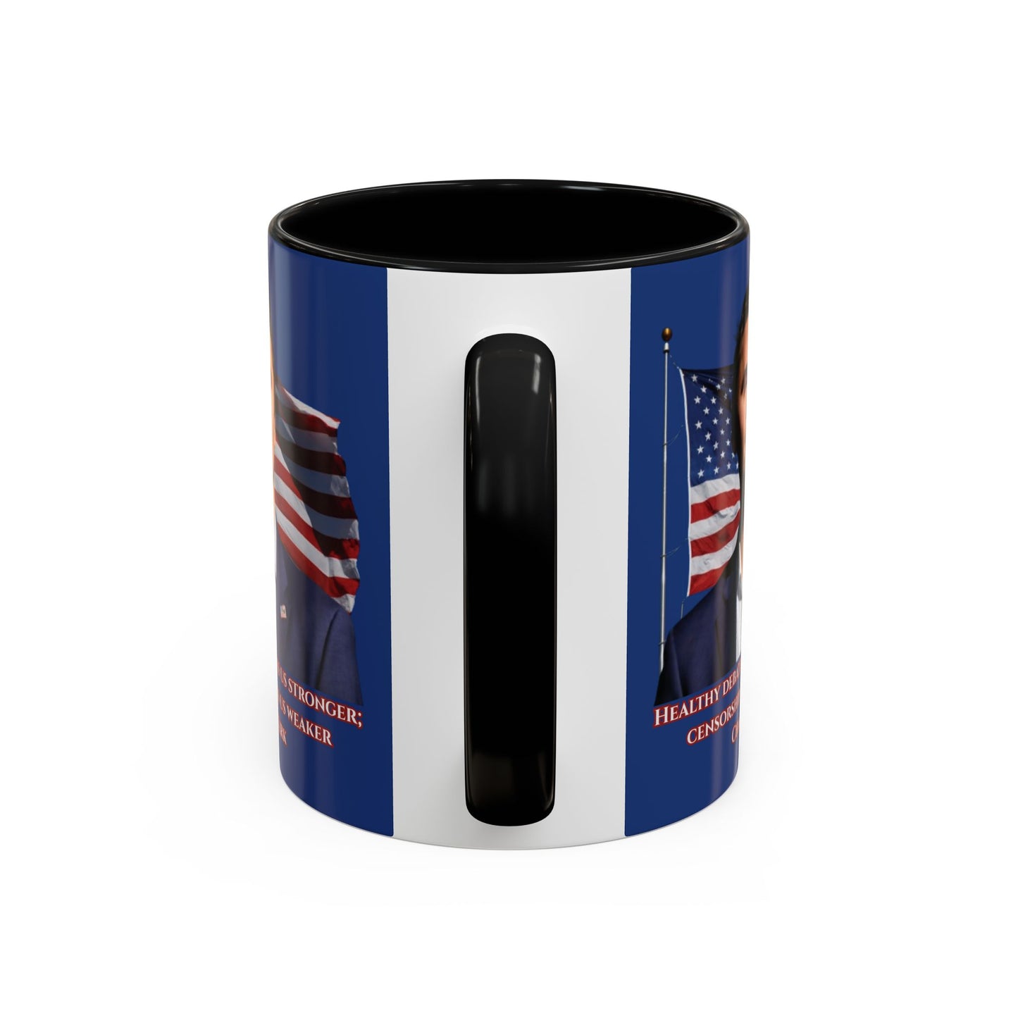 Charlie Kirk, Healthy Debate Blue Accent Mug by theGreenDragonTavern.shop