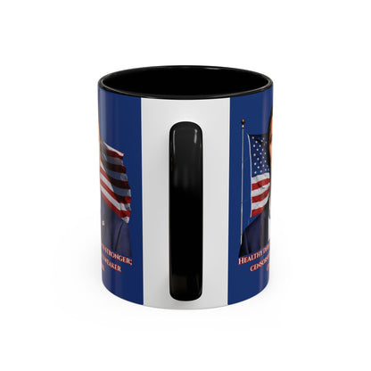 Charlie Kirk, Healthy Debate Blue Accent Mug by theGreenDragonTavern.shop