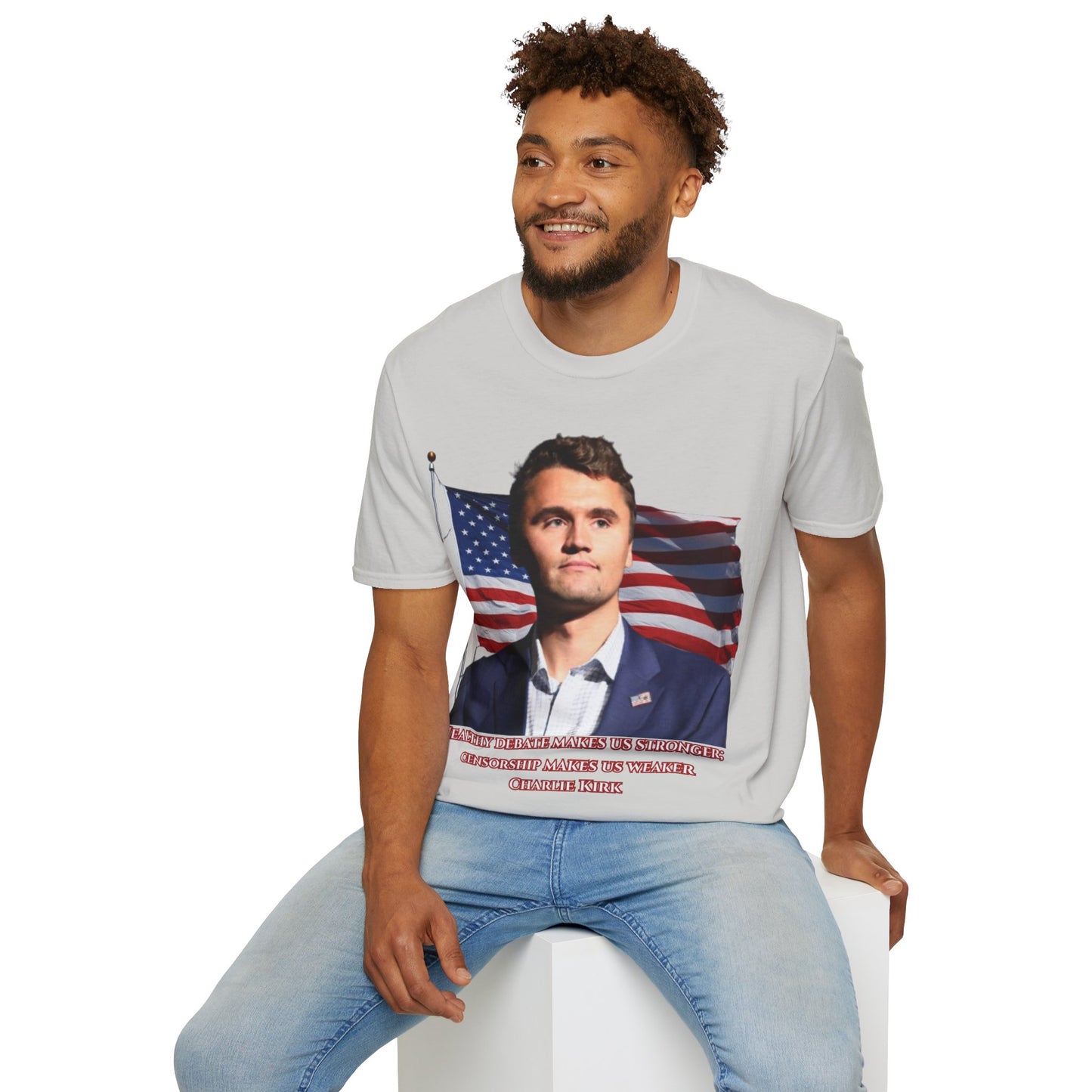 Charlie Kirk, Healthy Debate Light colors Unisex T-Shirt by theGreenDragonTavern.shop