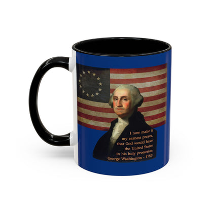 Washington's Earnest Prayer Dark Blue Accent Mug by theGreenDragonTavern.shop