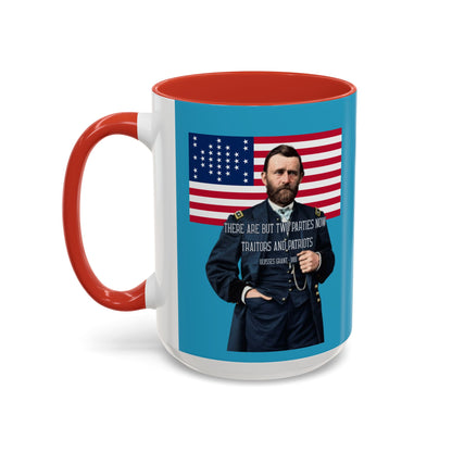 "Traitors and Patriots" Ulysses Grant Turquoise Accent Mug by theGreenDragonTavern.shop