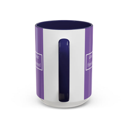 don't assume your freedoms are assured White font Light Purple Accent Mug by theGreenDragonTavern.shop