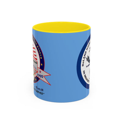 DNASM 2-sided, Founding & Student Art w/Navy Ring Light Blue Accent Mug by theGreenDragonTavern.shop