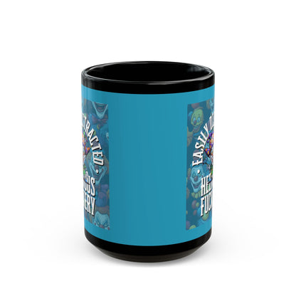 Easily Distracted by Heinous Fuckery Little Jinx Turquoise Mug by theGreenDragonTavern.shop