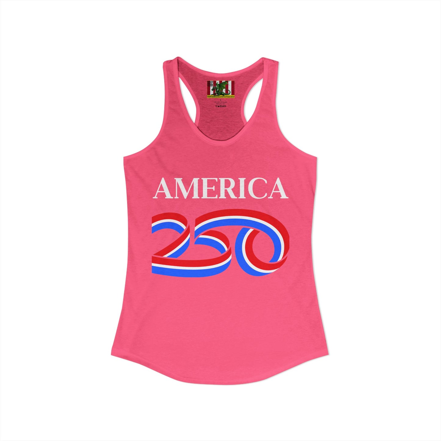 America 250 White font Women's Racerback Tank Top by theGreenDragonTavern.shop