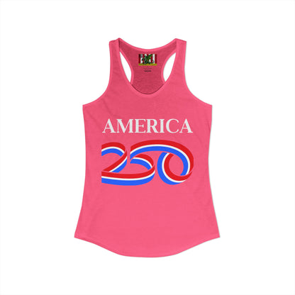 America 250 White font Women's Racerback Tank Top by theGreenDragonTavern.shop