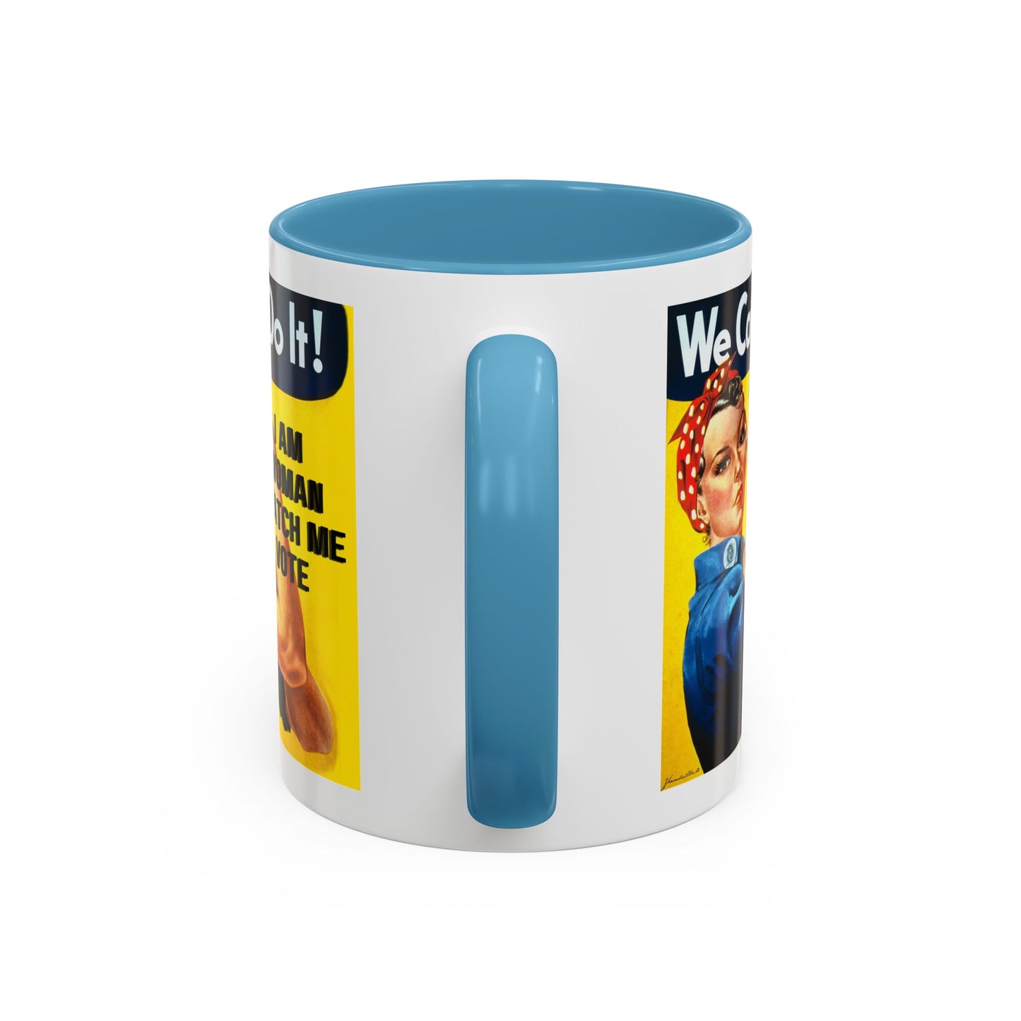 I Am Woman Watch Me Vote Rosie White Accent Mug by theGreenDragonTavern.shop