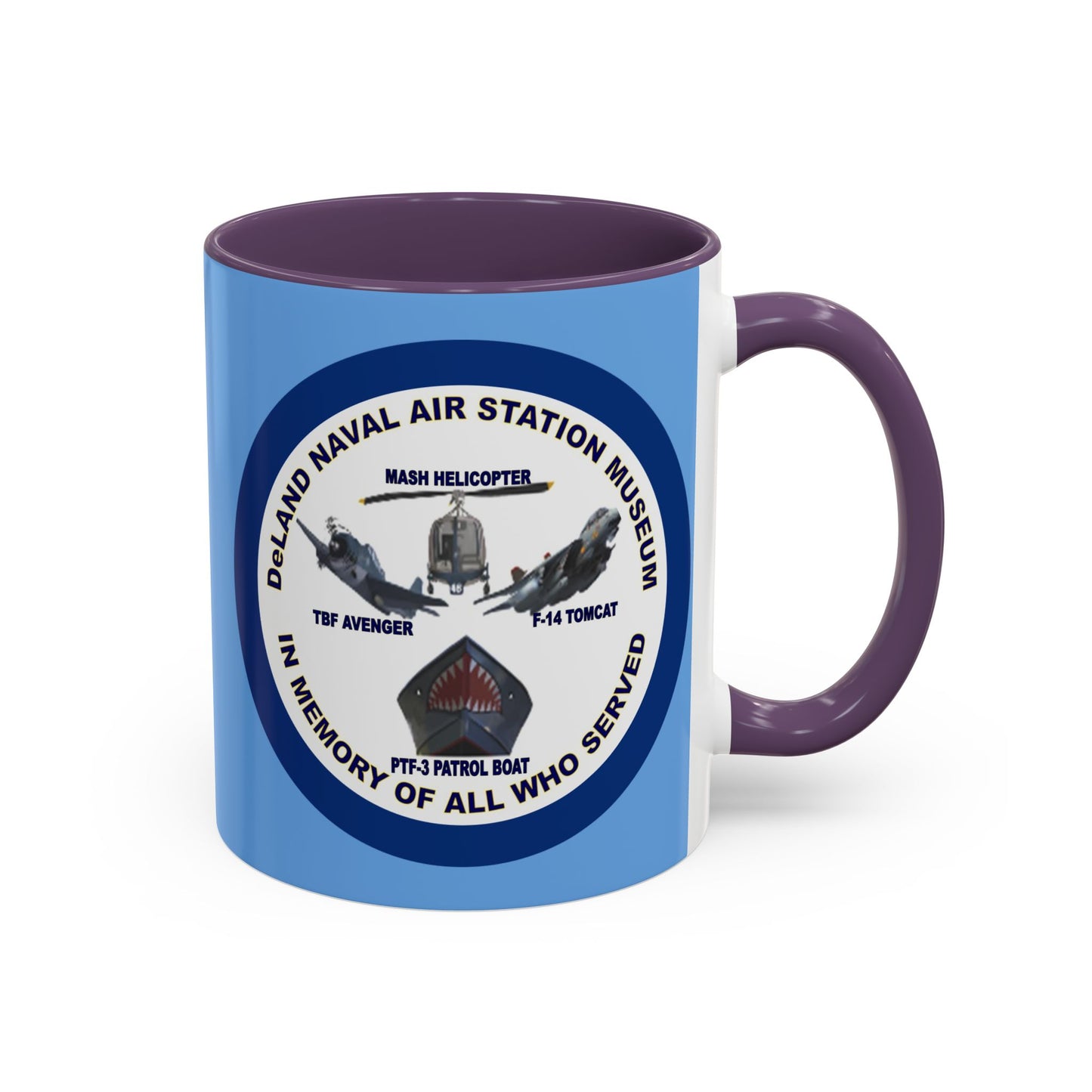 DNASM 2-sided, Founding & Student Art w/Navy Ring Light Blue Accent Mug by theGreenDragonTavern.shop