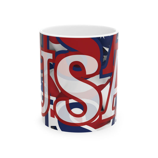 USA! USA! USA White font Patriot White Mug by theGreenDragonTavern.shop