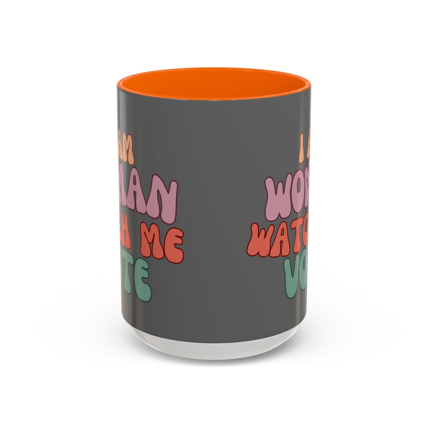I Am Woman Watch Me Vote Grey Accent Mug by theGreenDragonTavern.shop
