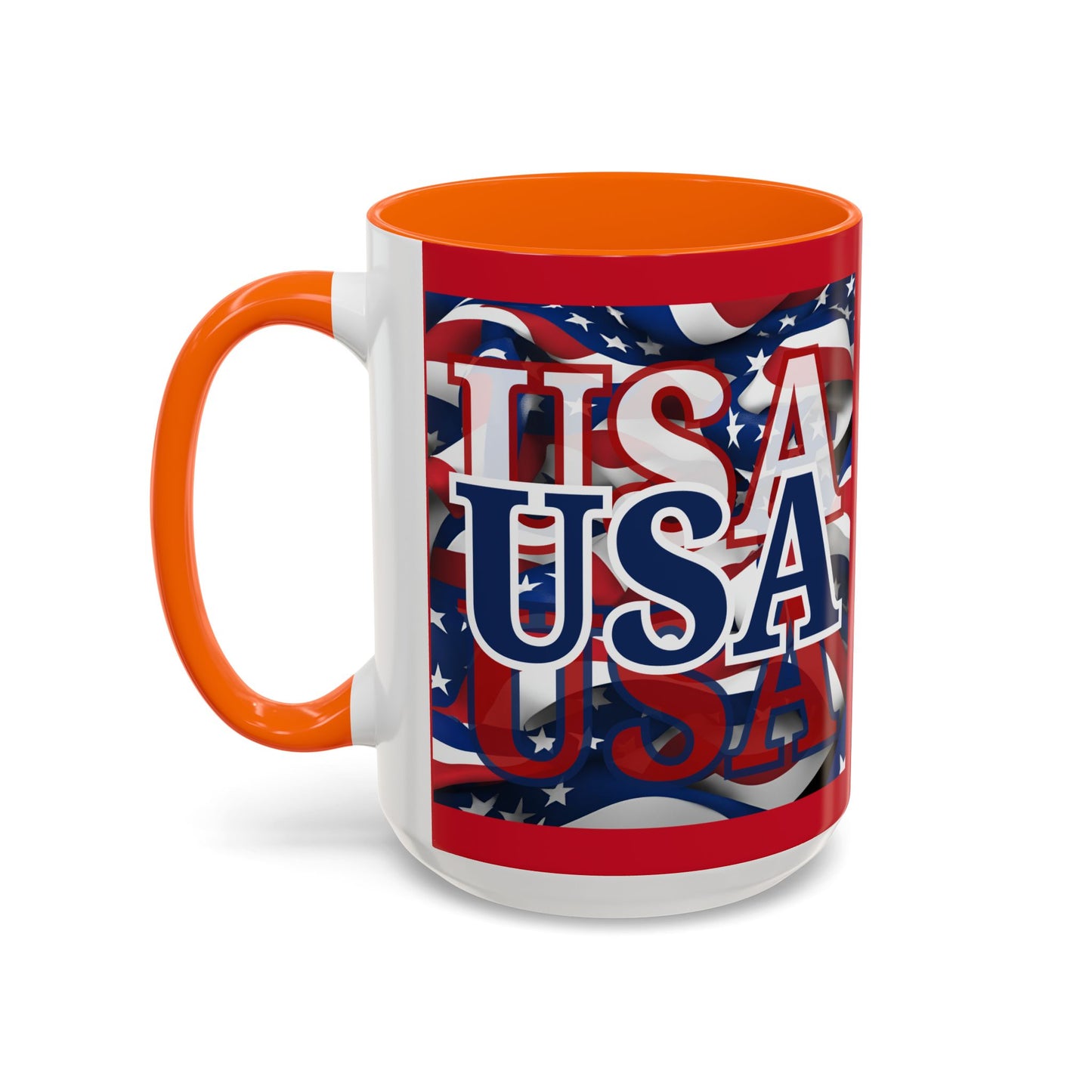 USA Blue font Center Patriot Red Accent Mug by theGreenDragonTavern.shop