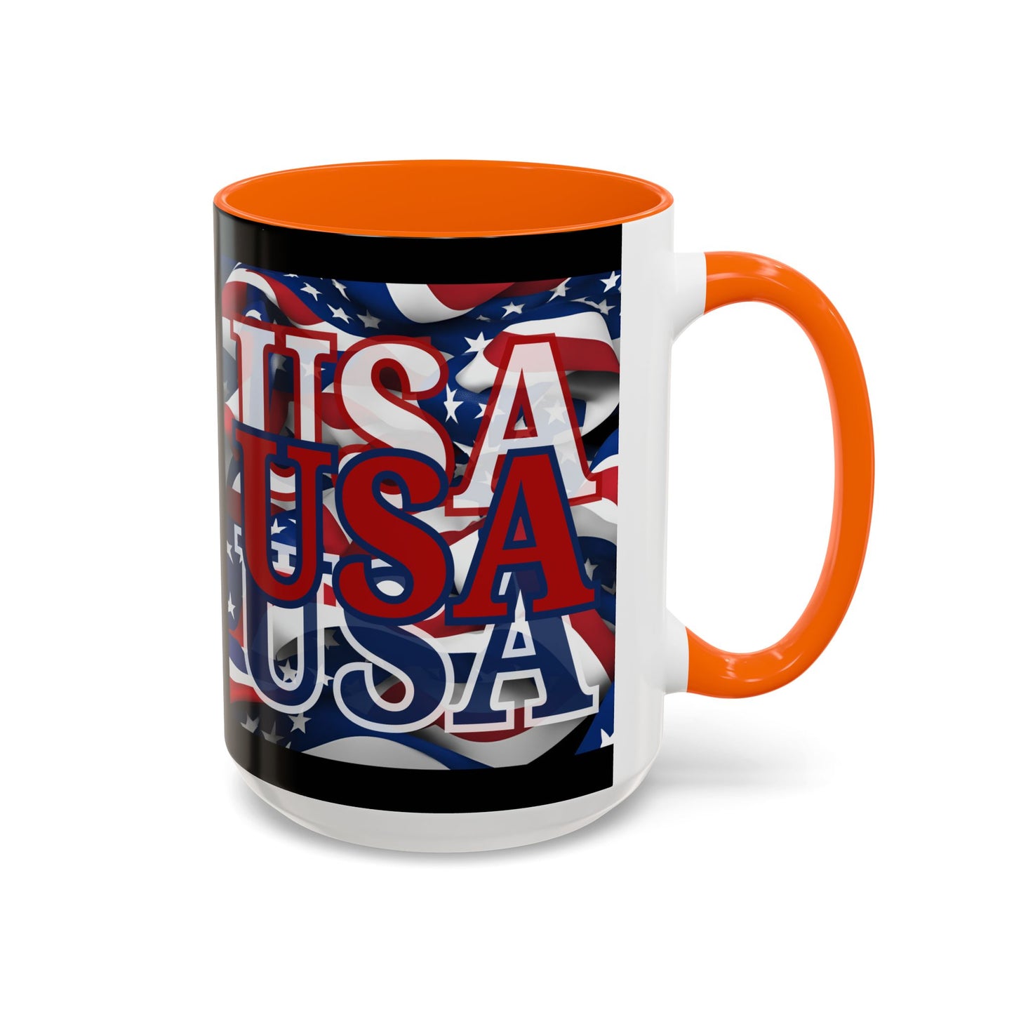 USA Red font Center Patriot Black Accent Mug by theGreenDragonTavern.shop