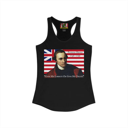 Patrick Henry Women's Racerback Tank Top by theGreenDragonTavern.shop