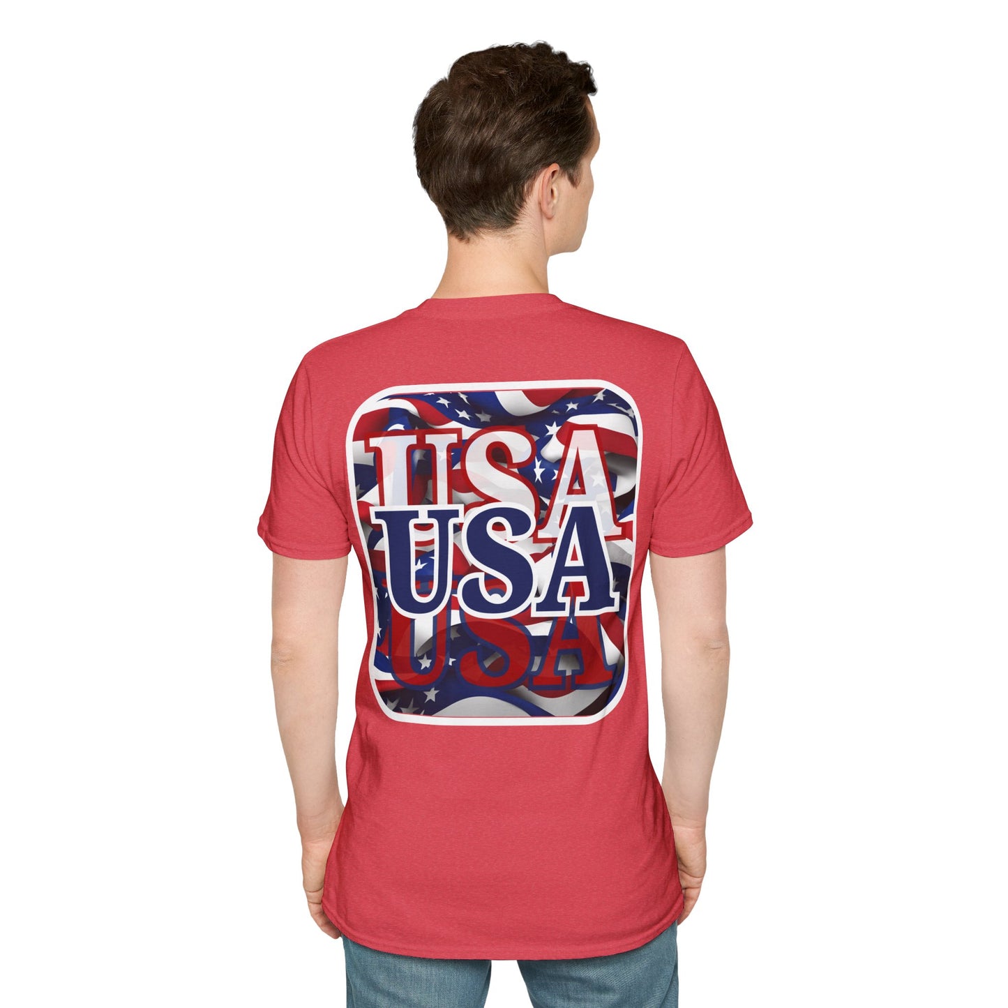 2-sided, Red White and BLUE USA Patriot Light colors Unisex T-Shirt by theGreenDragonTavern.shop
