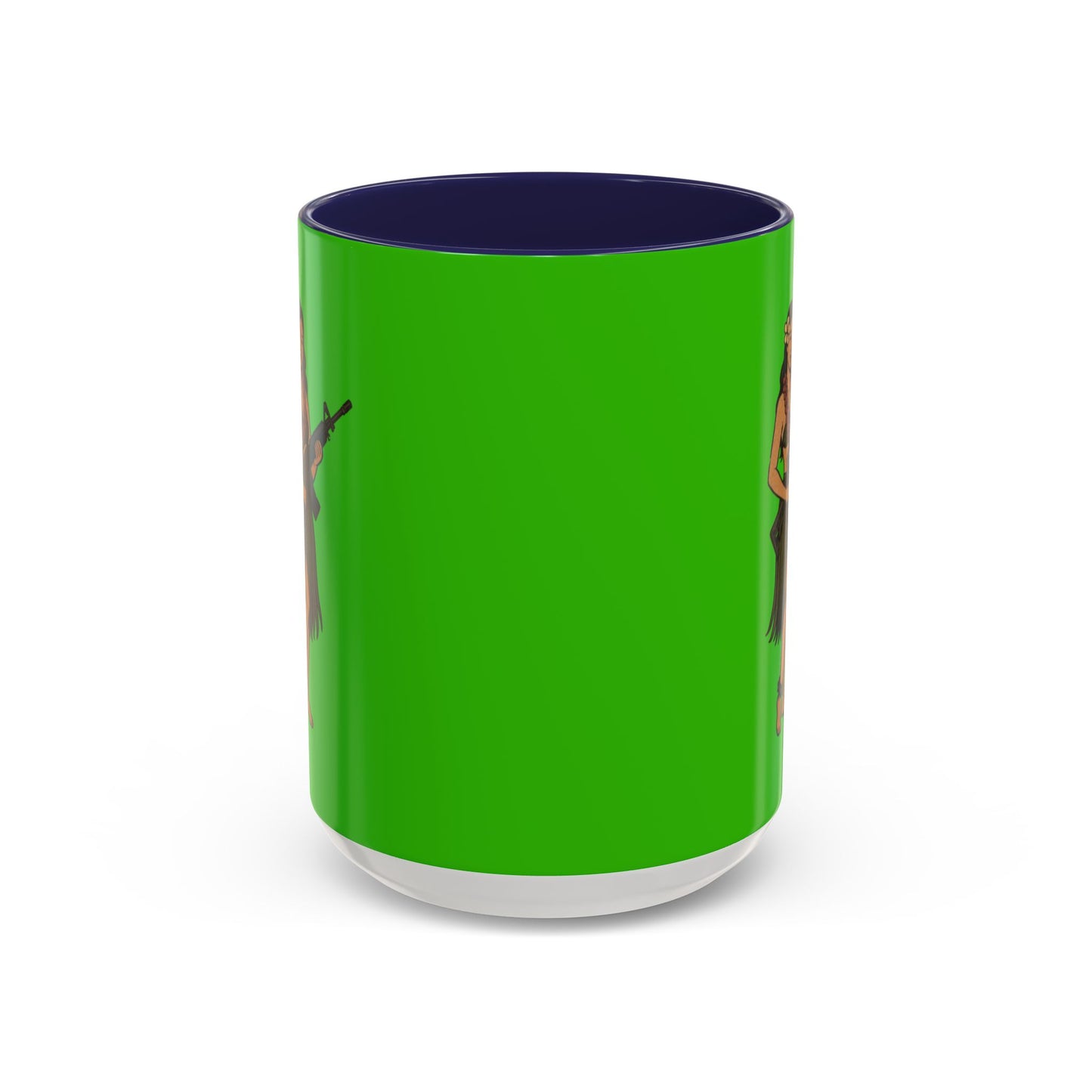 Hula Girl Packin' Heat Light Green Accent Mug by theGreenDragonTavern.shop