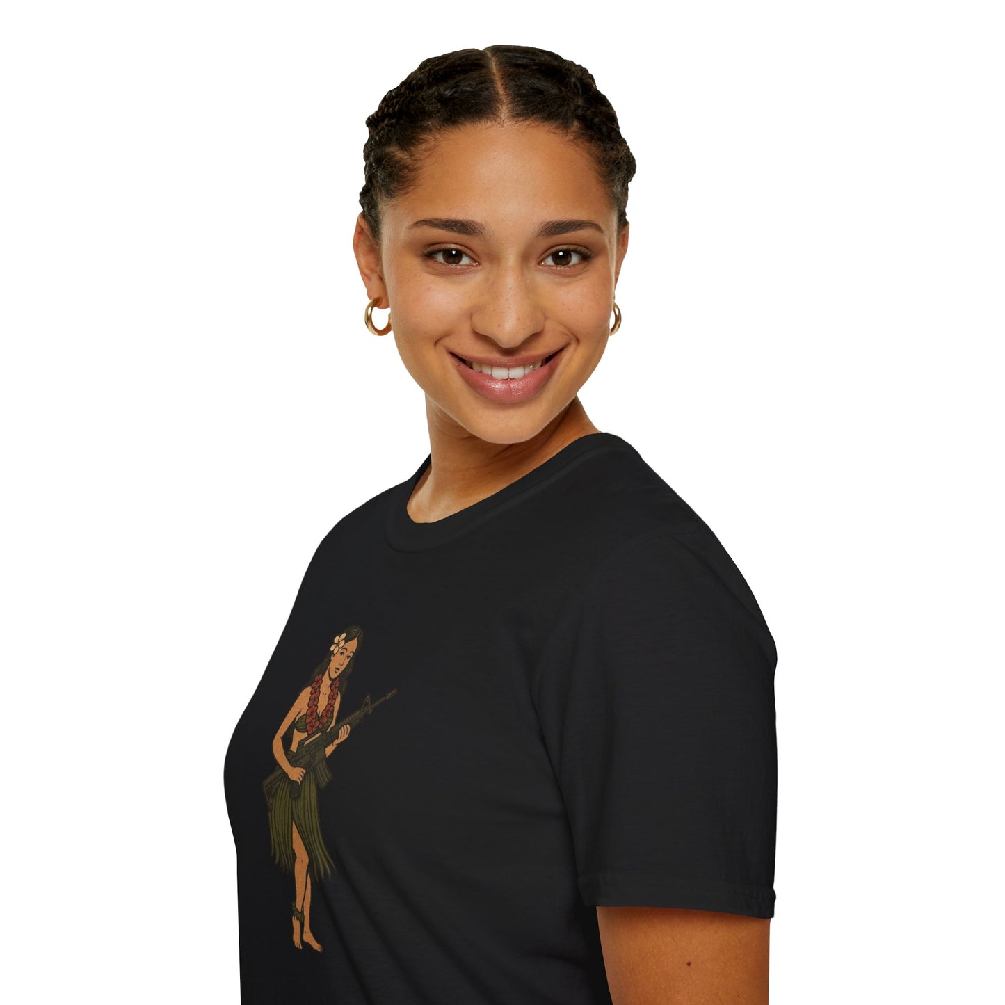Hula Girl Packin' Heat Dark colors Unisex T-Shirt by theGreenDragonTavern.shop
