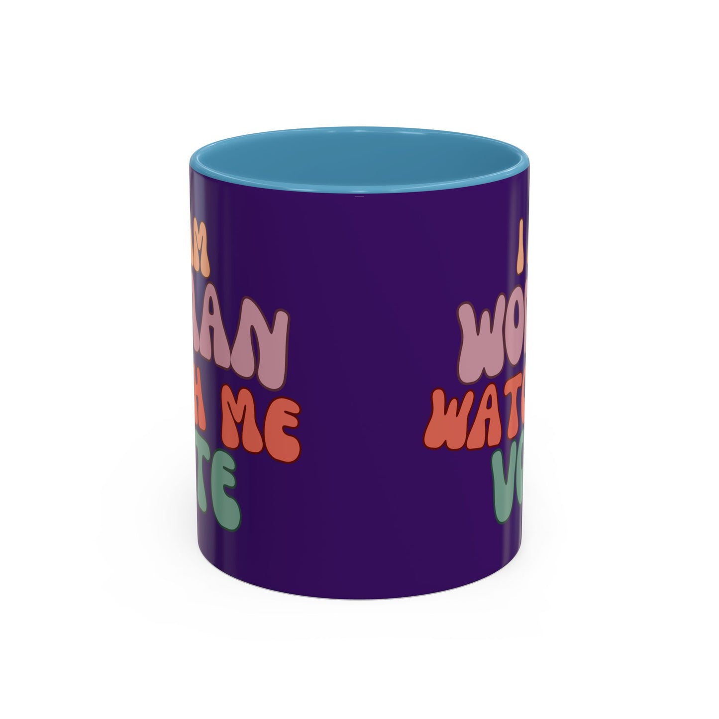 I Am Woman Watch Me Vote Dark Purple Accent Mug by theGreenDragonTavern.shop