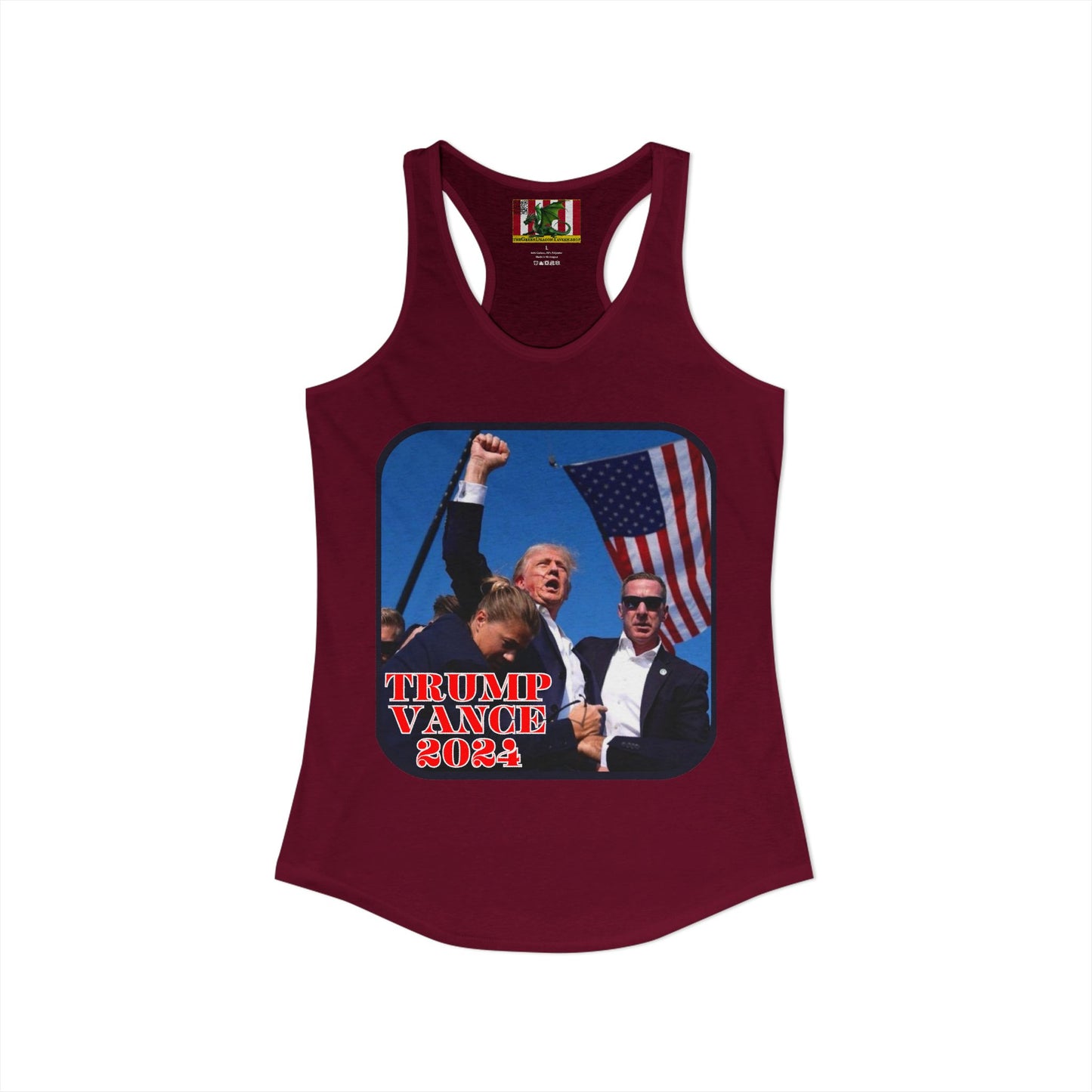 Trump and Vance 2024 Women's Racerback Tank Top by theGreenDragonTavern.shop